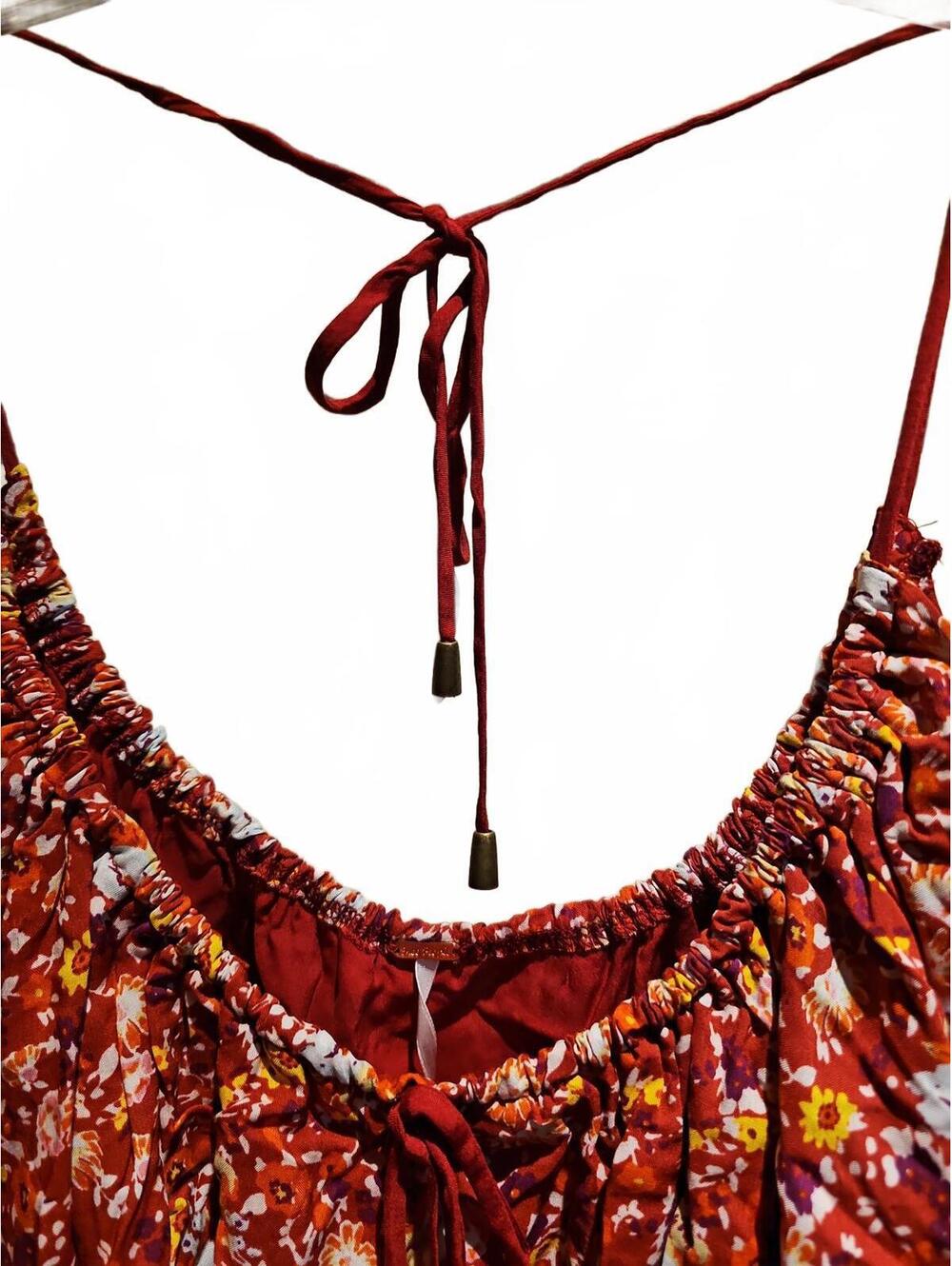 Free People Red Floral Cropped Daisy Babe Tank Small - Picture 5 of 11